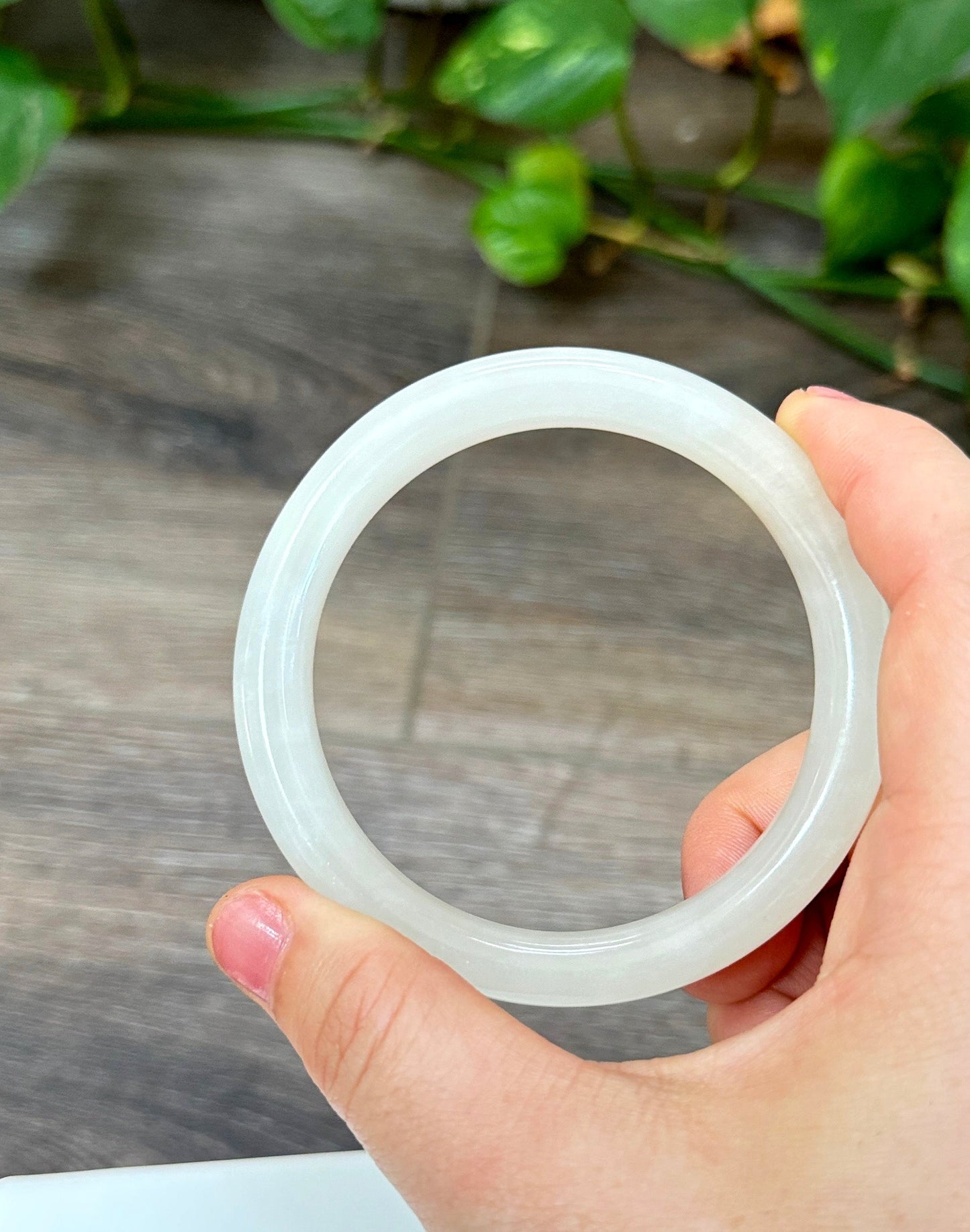 White Natural Jade Bangle, Authentic Nephrite Bangle