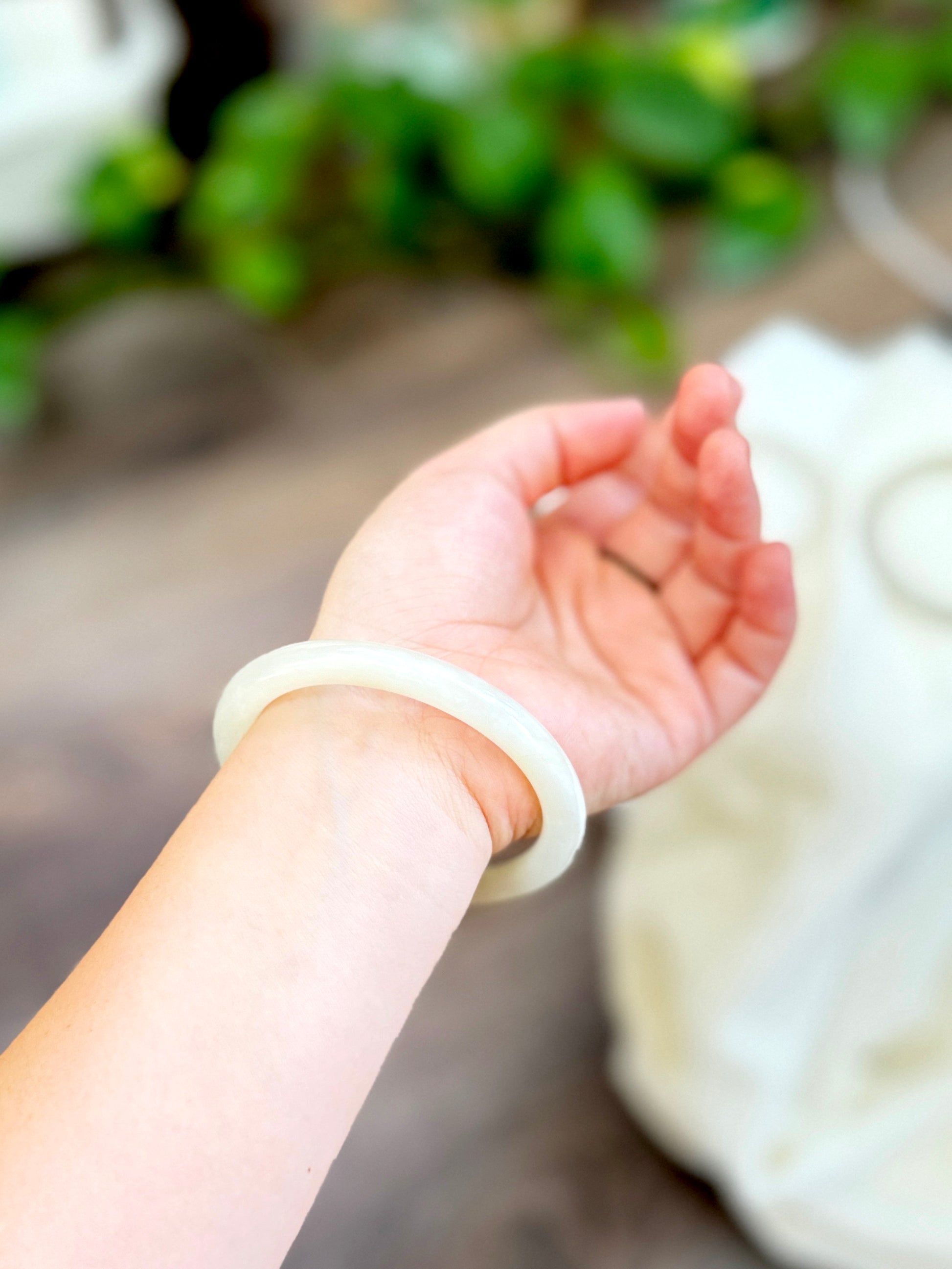 White Natural Jade Bangle, Authentic Nephrite Bangle