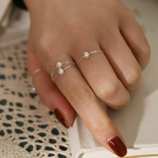 Dainty Freshwater Pearl Ring, Mini Pearl Stackable Ring Shanali Jewelry