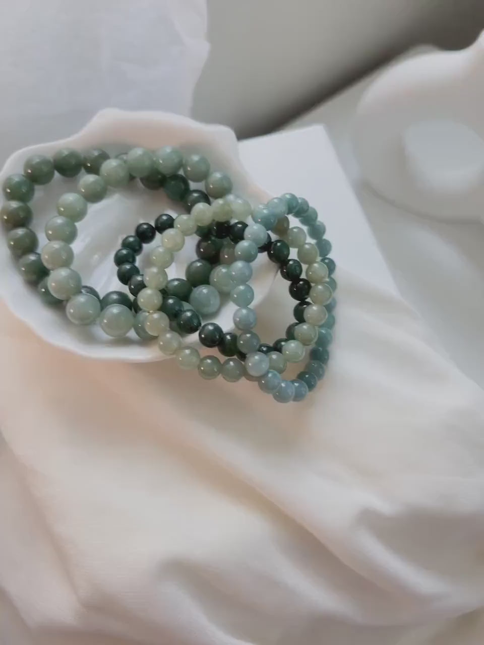 Burmese Jadeite Bracelet,  Stretch Beaded Bracelet, Blue Jadeite Bracelet,  Green Crystal Bracelet Gift, Green Gemstone Stretch Bracelet