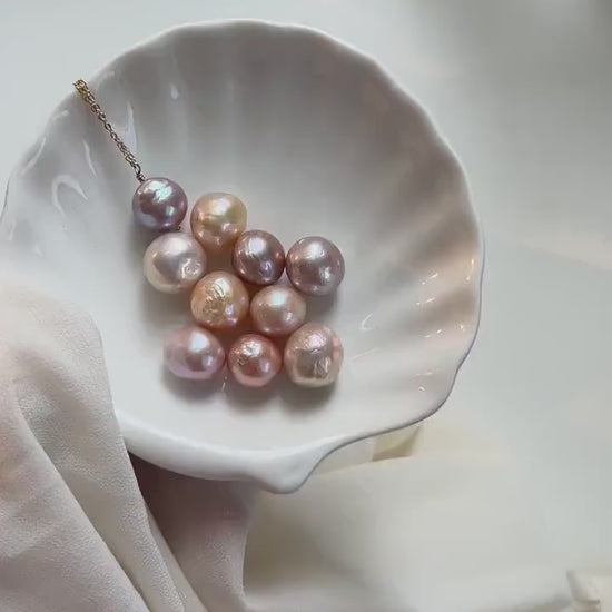 Colorful Baroque Pearl Pendant, Purple Pearl, Natural Pink Pearl, Large Irregular Pearl, Fresh Water Pearl, Candy Color Pearl Necklace