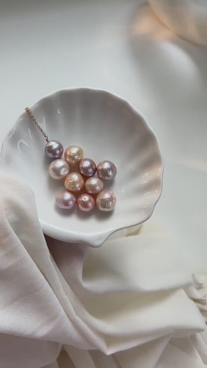 Colorful Baroque Pearl Pendant, Purple Pearl, Natural Pink Pearl, Large Irregular Pearl, Fresh Water Pearl, Candy Color Pearl Necklace