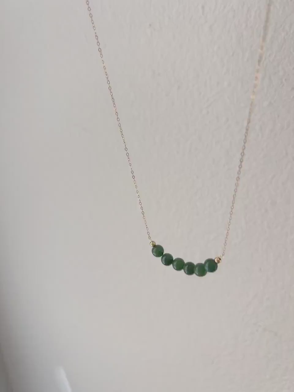 Genuine Hetian Jade Necklace, Jade Beads Bar Necklace, Dainty Jade Necklace, Green Nephrite Necklace, Delicate Necklace, Smile Necklace