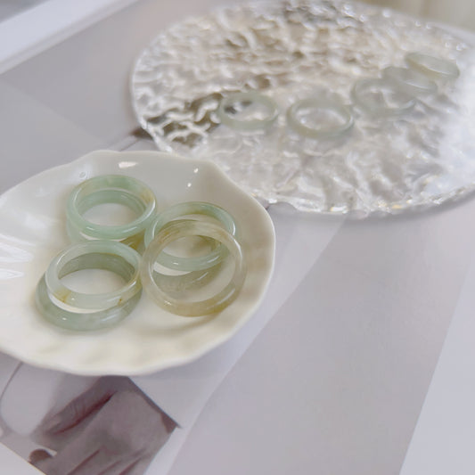 Genuine Burmese Jadeite Ring, Light Green White Jade Ring, 3mm 4mm Thin Jadeite Band, Myanmar Jadeite Ring, Burma Jade Ring, Icy Jadeite