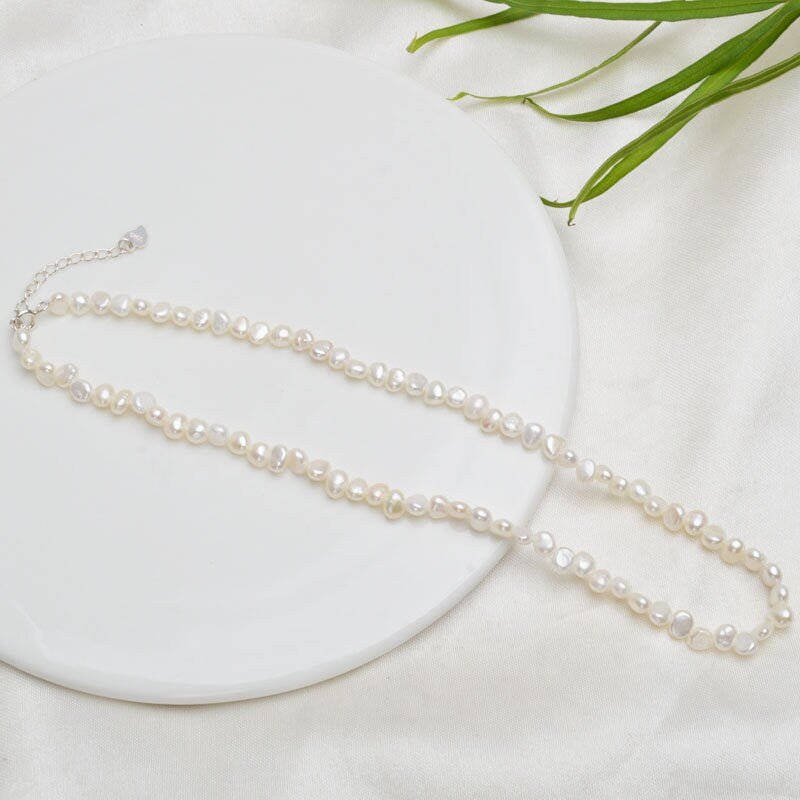 Fresh Water Pearl Necklace, Natural Baroque Pearl Choker Necklace, Small Nugget Pearls Beaded Necklace, Beaded Irregular Pearl Choker