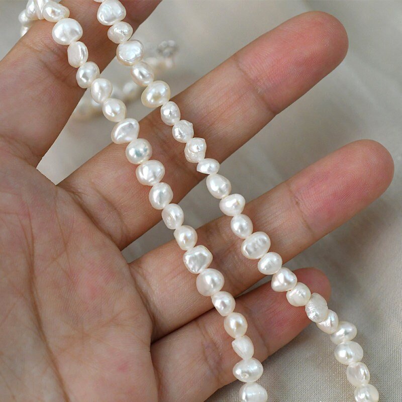 Fresh Water Pearl Necklace, Natural Baroque Pearl Choker Necklace, Small Nugget Pearls Beaded Necklace, Beaded Irregular Pearl Choker