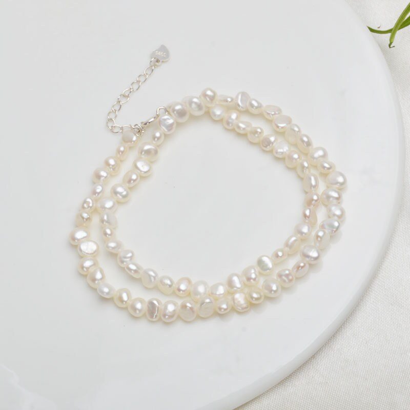 Fresh Water Pearl Necklace, Natural Baroque Pearl Choker Necklace, Small Nugget Pearls Beaded Necklace, Beaded Irregular Pearl Choker
