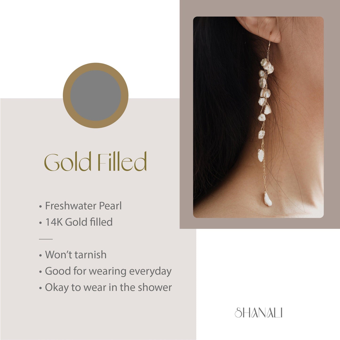 Fresh Water Pearl Earrings, Natural Pearl Tassel Earrings, Long Drop Earrings, Gold Filled Pearl Earrings, Bridal Earrings, Wedding Earrings