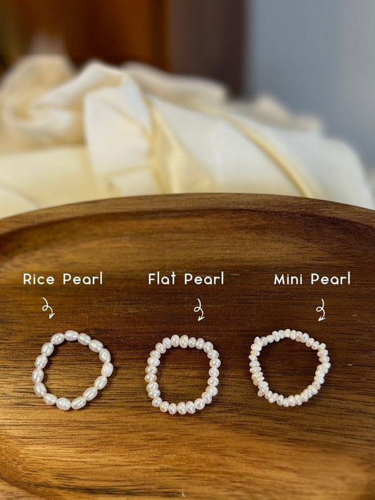Mini Pearl Ring, Beaded Stretch Ring, Freshwater Pearl Ring, Boho Beaded Ring, Elastic Ring, Pearl Stretch Ring, Stackable Ring, Dainty Ring
