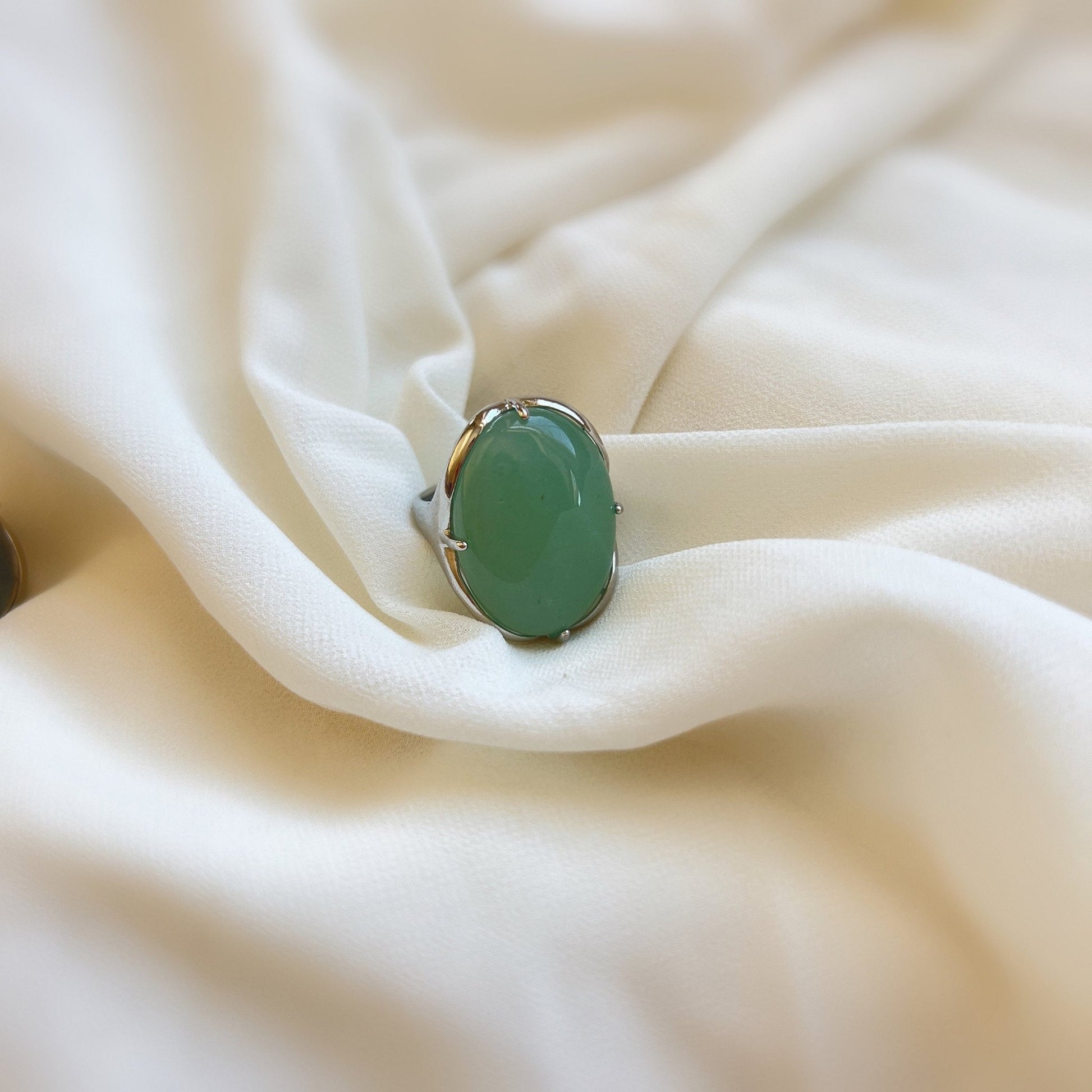 Boho Style Big Natural Stone Ring, Large Oval Ring, Big Gemstone Ring, Green Aventurine, Goldstone, Black Carnelian, Labradorite, Jasper