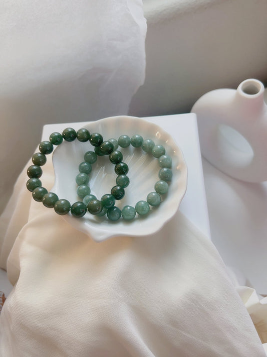 Burmese Jadeite Bracelet, Stretch Beaded Bracelet, Blue Jadeite Bracelet, Green Crystal Bracelet Gift, Green Gemstone Stretch Bracelet