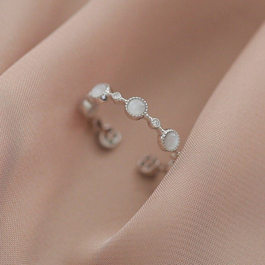 Cats Eye Stone Ring, Moonstone Ring, Gold Plated S925 Sterling Silver, Adjustable MultiStone Ring, Vintage Ring, Dainty Birthstone Ring