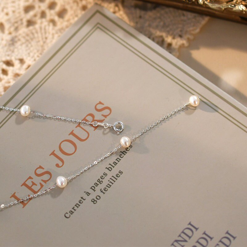 Freshwater Pearls Necklace, Wedding Pearl Necklace, S925 Sterling Silver Necklace, Y Lariat Pearl Necklace, Dainty Natural Pearl Necklace