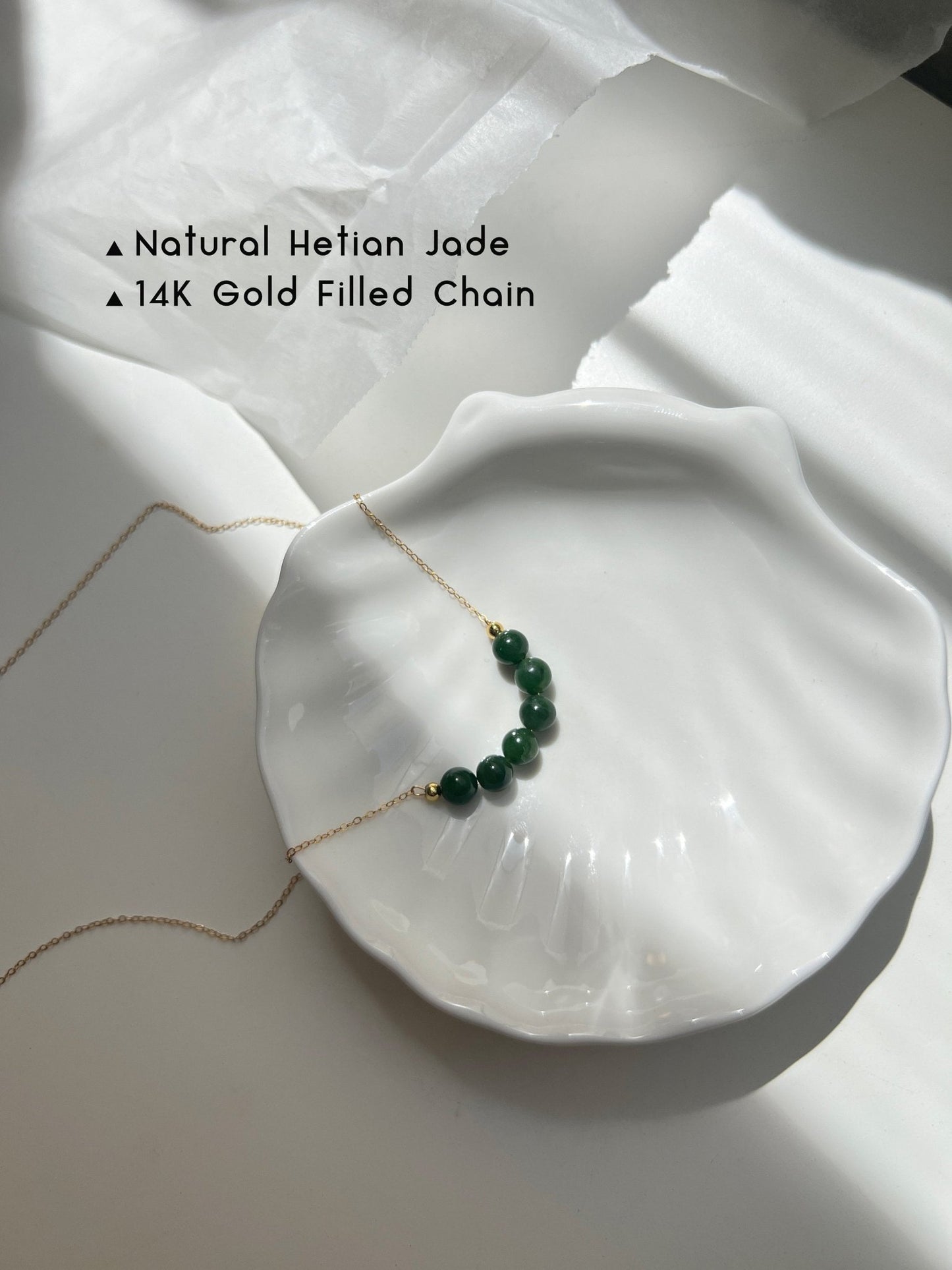 Genuine Hetian Jade Necklace, Jade Beads Bar Necklace, Dainty Jade Necklace, Green Nephrite Necklace, Delicate Necklace, Smile Necklace