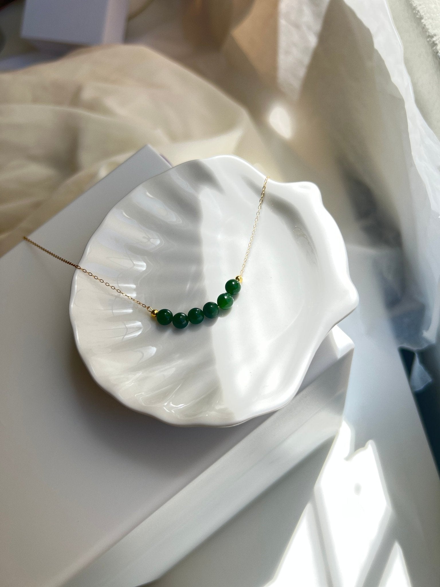 Genuine Hetian Jade Necklace, Jade Beads Bar Necklace, Dainty Jade Necklace, Green Nephrite Necklace, Delicate Necklace, Smile Necklace
