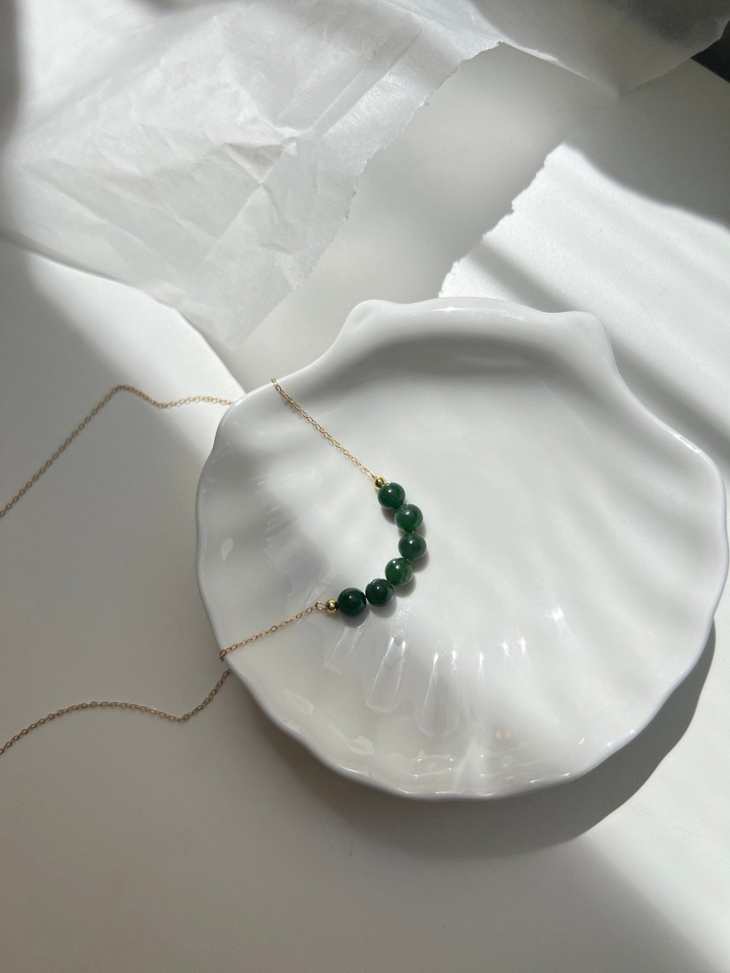 Genuine Hetian Jade Necklace, Tiny Jade Beads Bar Necklace, Dainty Jade Necklace, Green Nephrite Necklace, Delicate Necklace, Smile Necklace