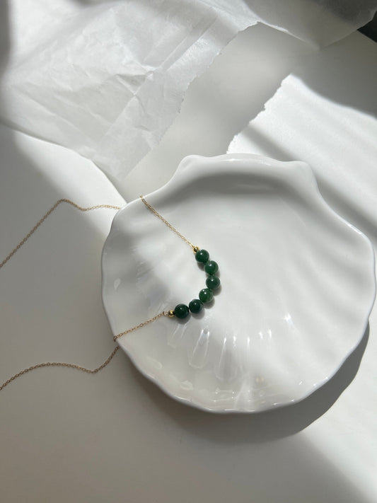 Genuine Hetian Jade Necklace, Tiny Jade Beads Bar Necklace, Dainty Jade Necklace, Green Nephrite Necklace, Delicate Necklace, Smile Necklace