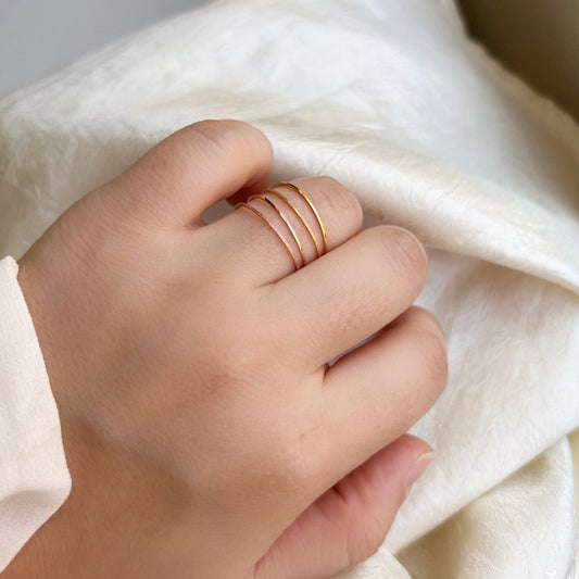 Minimal Gold Ring,  Thin Band Ring, Sandblast Gold Ring, Midi Ring, Stackable Ring, Titanium Steel Ring, Polished Gold Ring, Rose Gold Ring