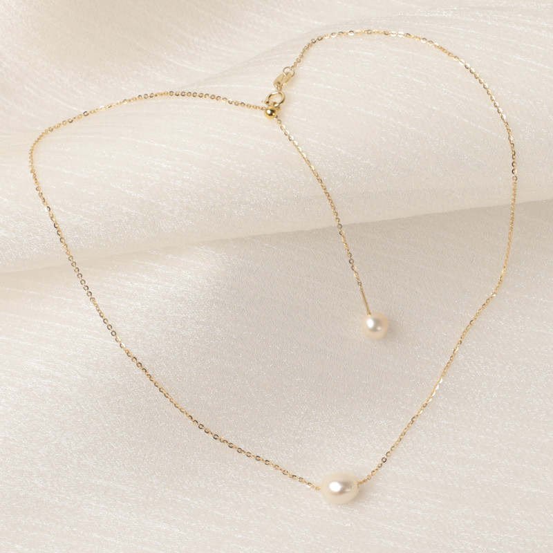 Natural Freshwater Pearl Necklace, Gold Pearl Y Necklace, Dainty Pearl Necklace, Bridal Necklace, Bridesmaids Necklace, Wedding Lariat
