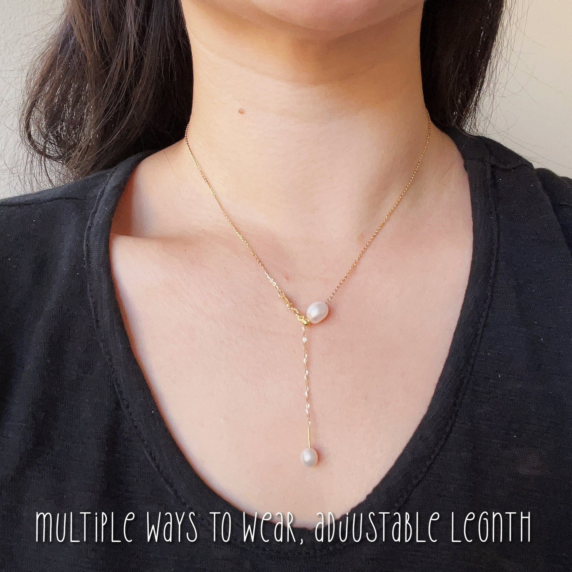 Natural Freshwater Pearl Necklace, Gold Pearl Y Necklace, Dainty Pearl Necklace, Bridal Necklace, Bridesmaids Necklace, Wedding Lariat