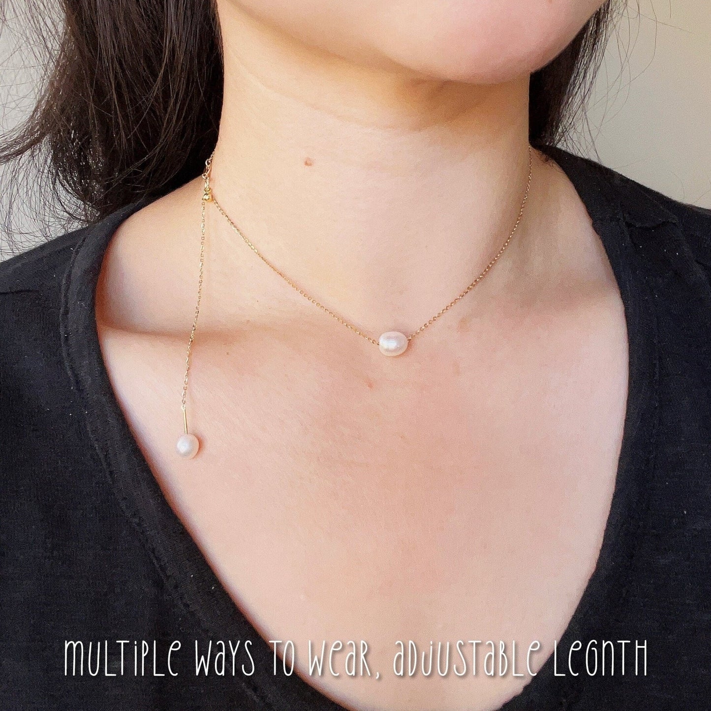 Natural Freshwater Pearl Necklace, Gold Pearl Y Necklace, Dainty Pearl Necklace, Bridal Necklace, Bridesmaids Necklace, Wedding Lariat