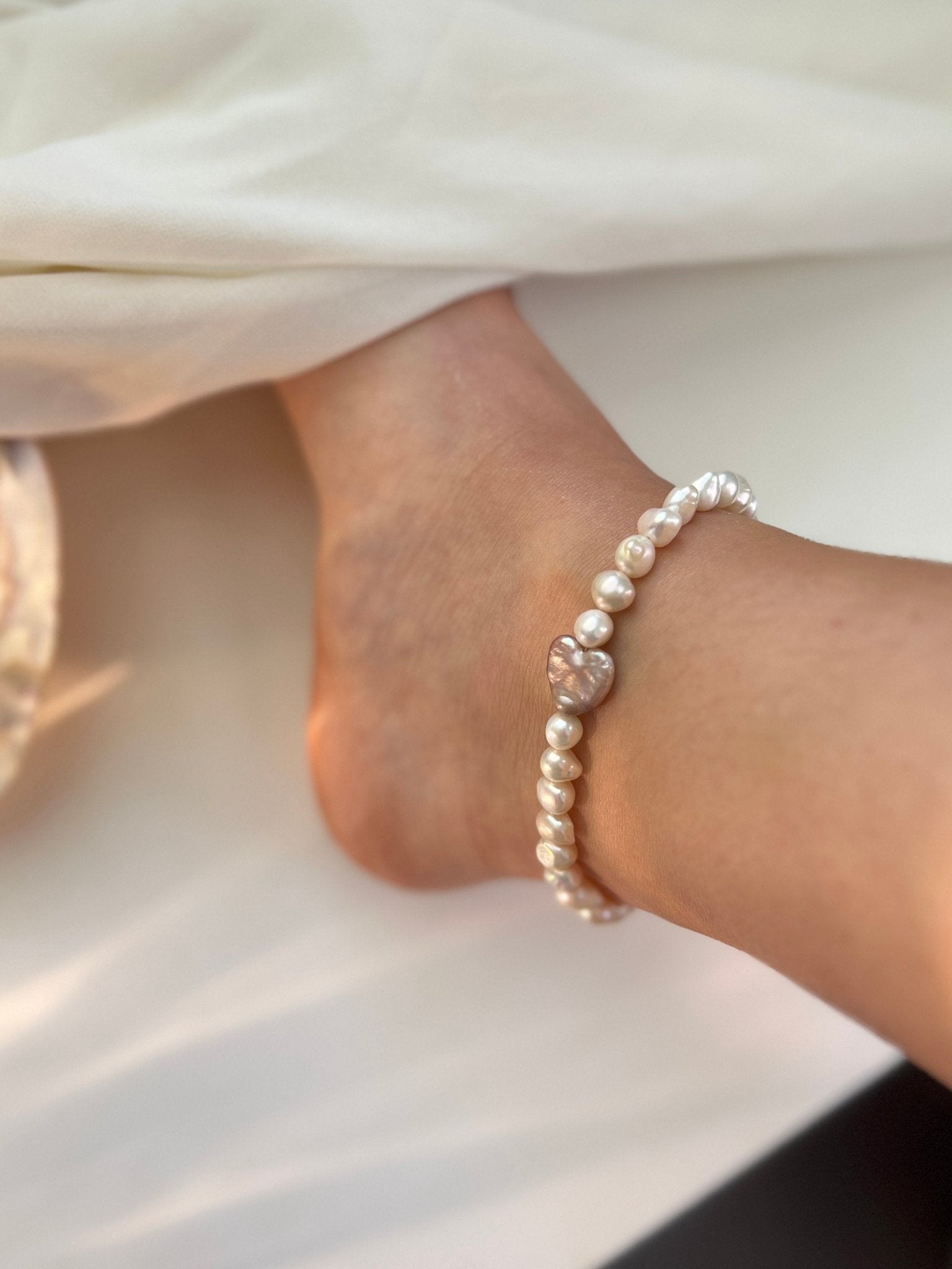 Baroque Pearl Anklet, Natural Pearl Stretch Anklet, Fresh Water Pearl Anklet Bracelet, Unique Pearl Elastic Anklet, Vintage Stretch Anklet
