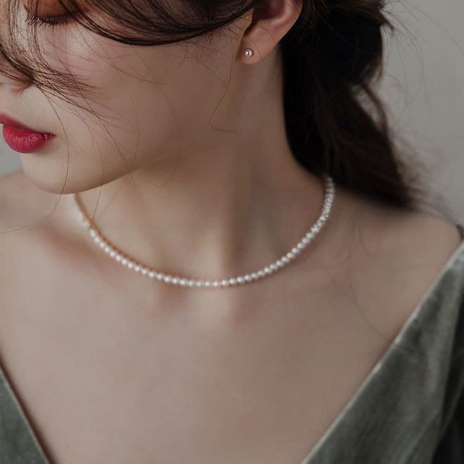 Tiny Pearl Necklace, Beaded Pearls Necklace, Dainty Pearl Necklace, 2mm 4mm Pearl Bracelet, Small Pearls Bracelet, Tiny Pearl Set Gift