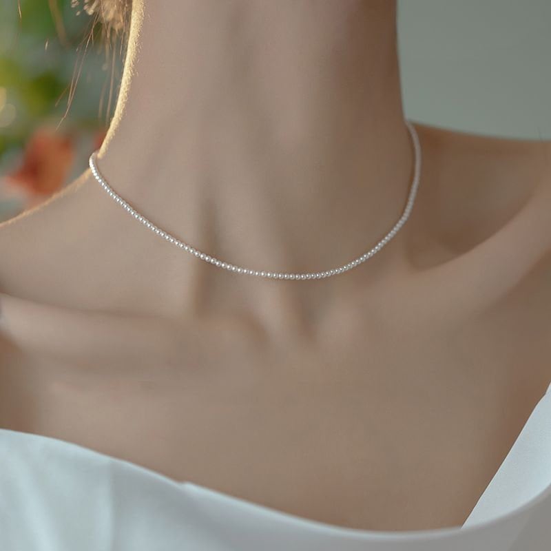 Tiny Pearl Necklace, Beaded Pearls Necklace, Dainty Pearl Necklace, 2mm 4mm Pearl Bracelet, Small Pearls Bracelet, Tiny Pearl Set Gift