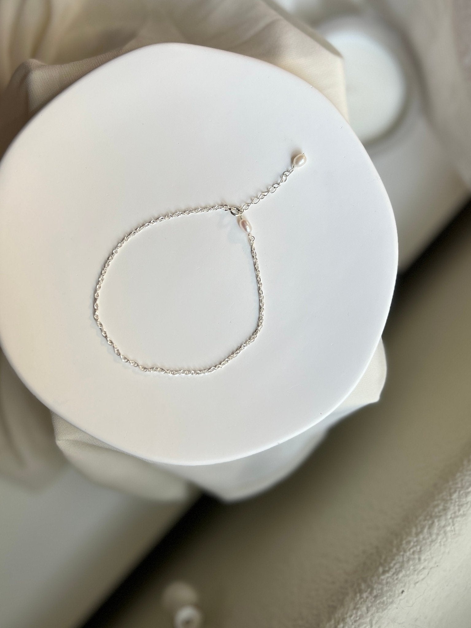 Natural Pearl Silver Anklet, Freshwater Pearl Ankle, Dangle Pearl Anklet, Simple Dainty Chain Anklets, Wedding Anklet, S925 Silver Anklet