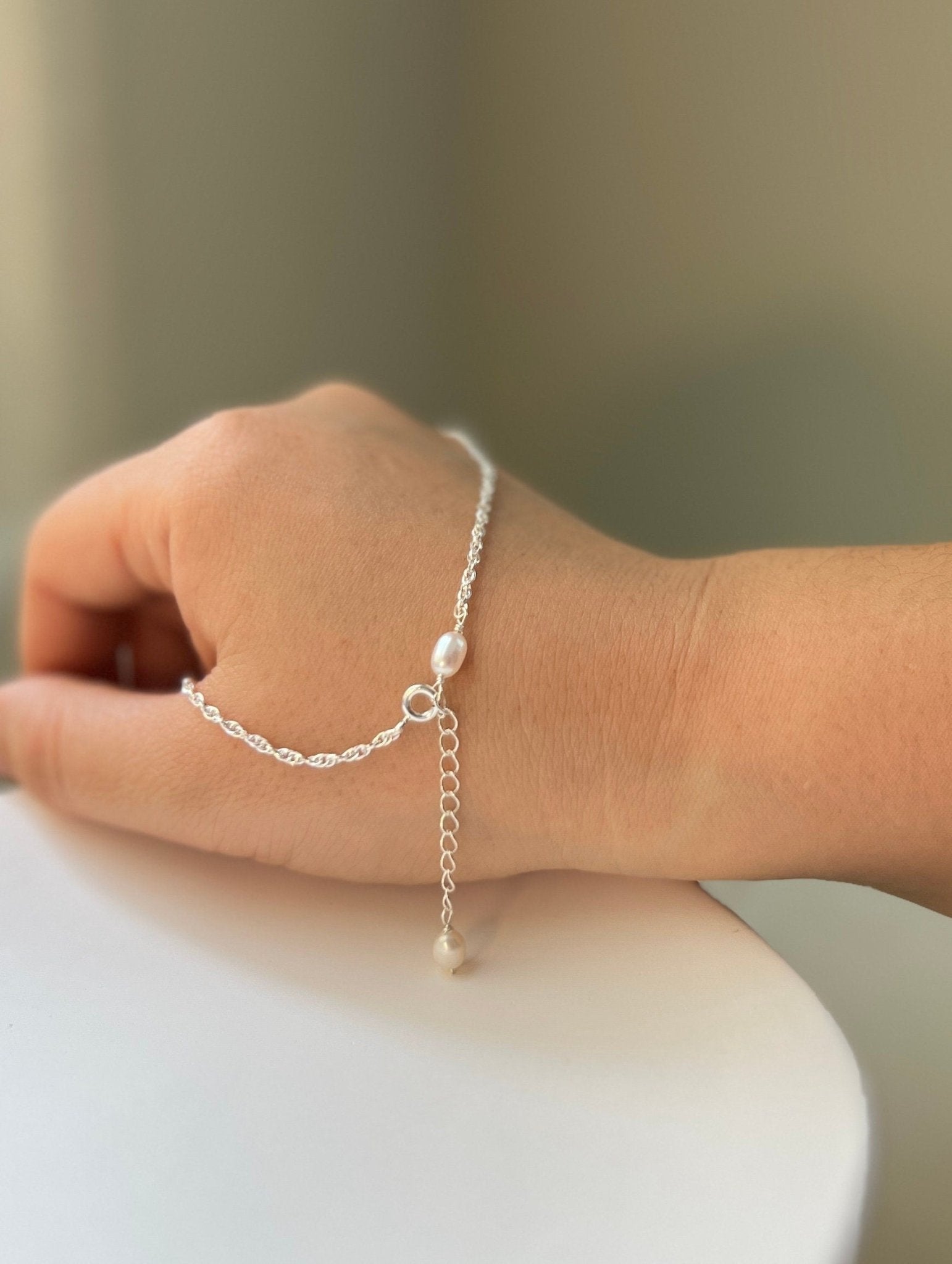 Natural Pearl Silver Anklet, Freshwater Pearl Ankle, Dangle Pearl Anklet, Simple Dainty Chain Anklets, Wedding Anklet, S925 Silver Anklet