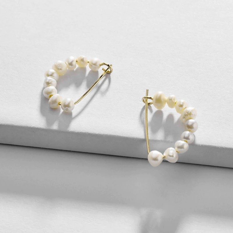 Mini Size Freshwater Pearl Beaded Hoop Earrings, Modern Classic Small Pearl Hood Earrings