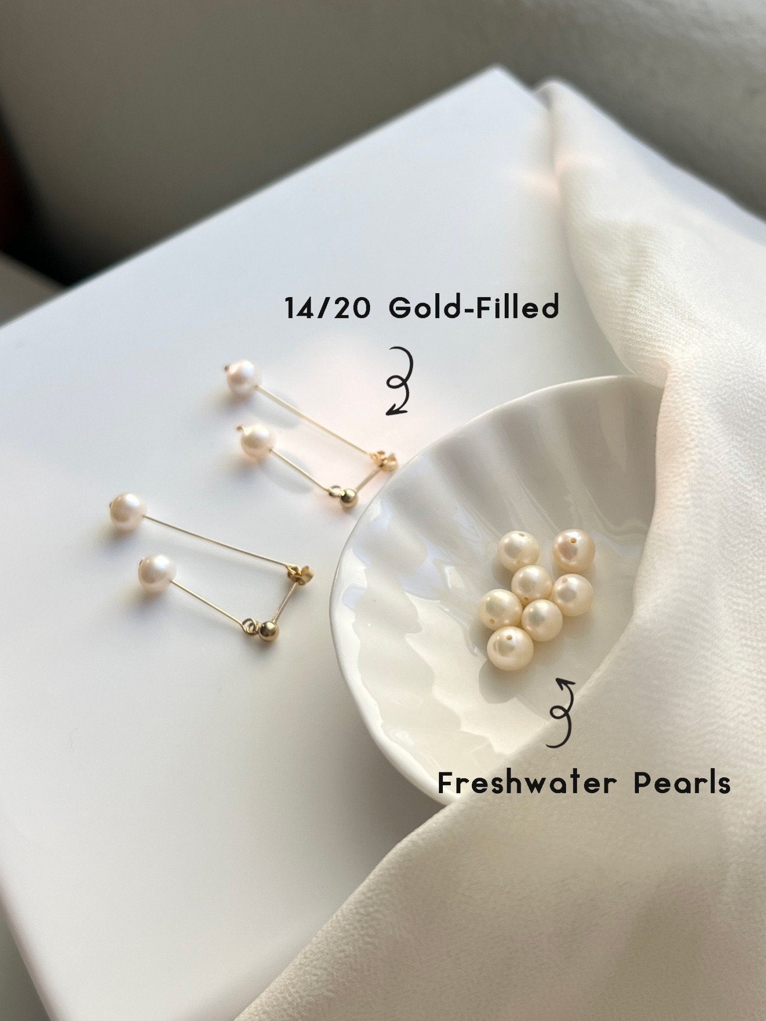 Freshwater Pearl Earrings, Double Long Drop Earrings, Natural Pearl Earrings, Golf Filled Earrings, Dangle Earrings, Pearl Tassels Earrings