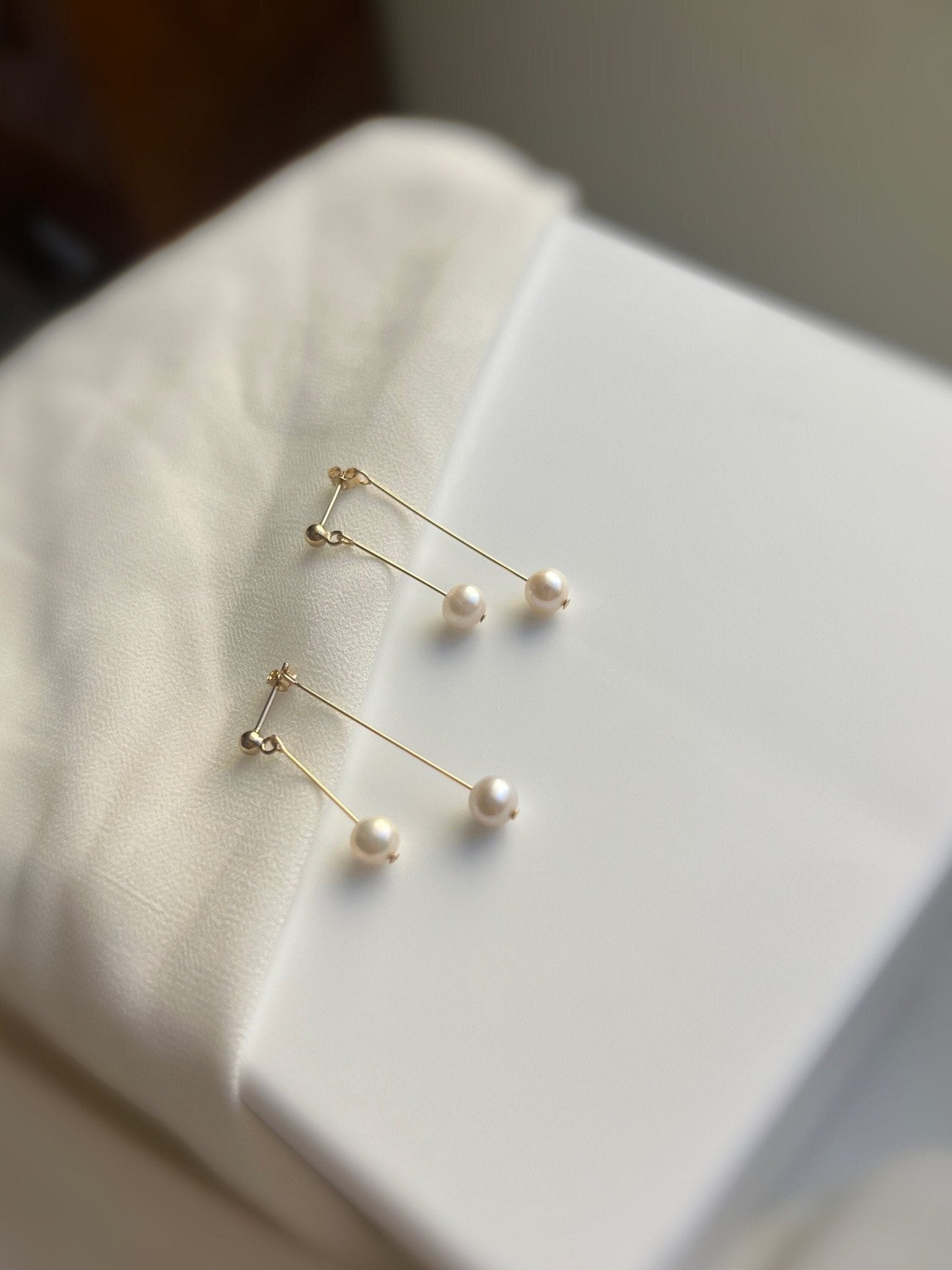 Freshwater Pearl Earrings, Double Long Drop Earrings, Natural Pearl Earrings, Golf Filled Earrings, Dangle Earrings, Pearl Tassels Earrings