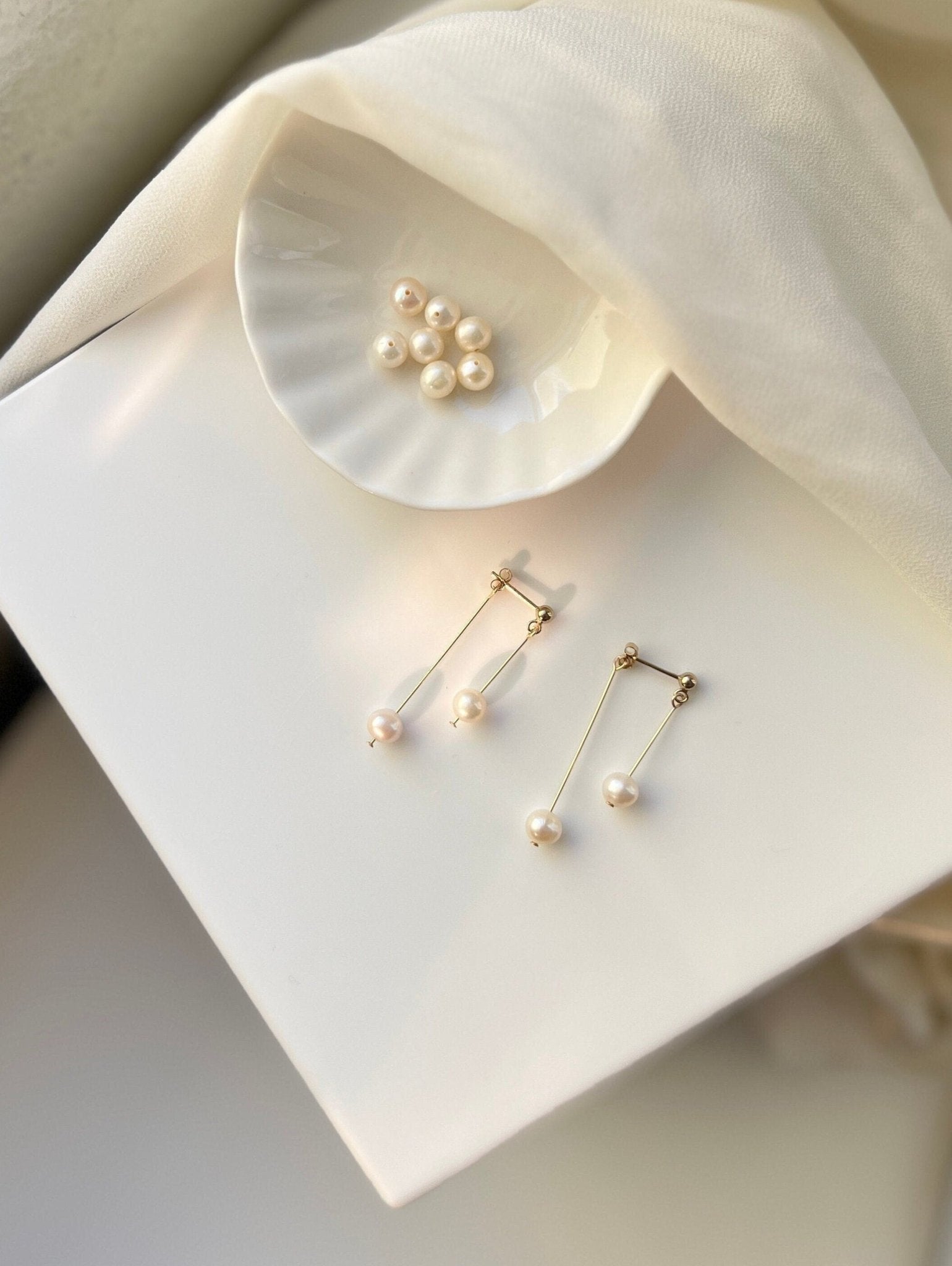 Freshwater Pearl Earrings, Double Long Drop Earrings, Natural Pearl Earrings, Golf Filled Earrings, Dangle Earrings, Pearl Tassels Earrings