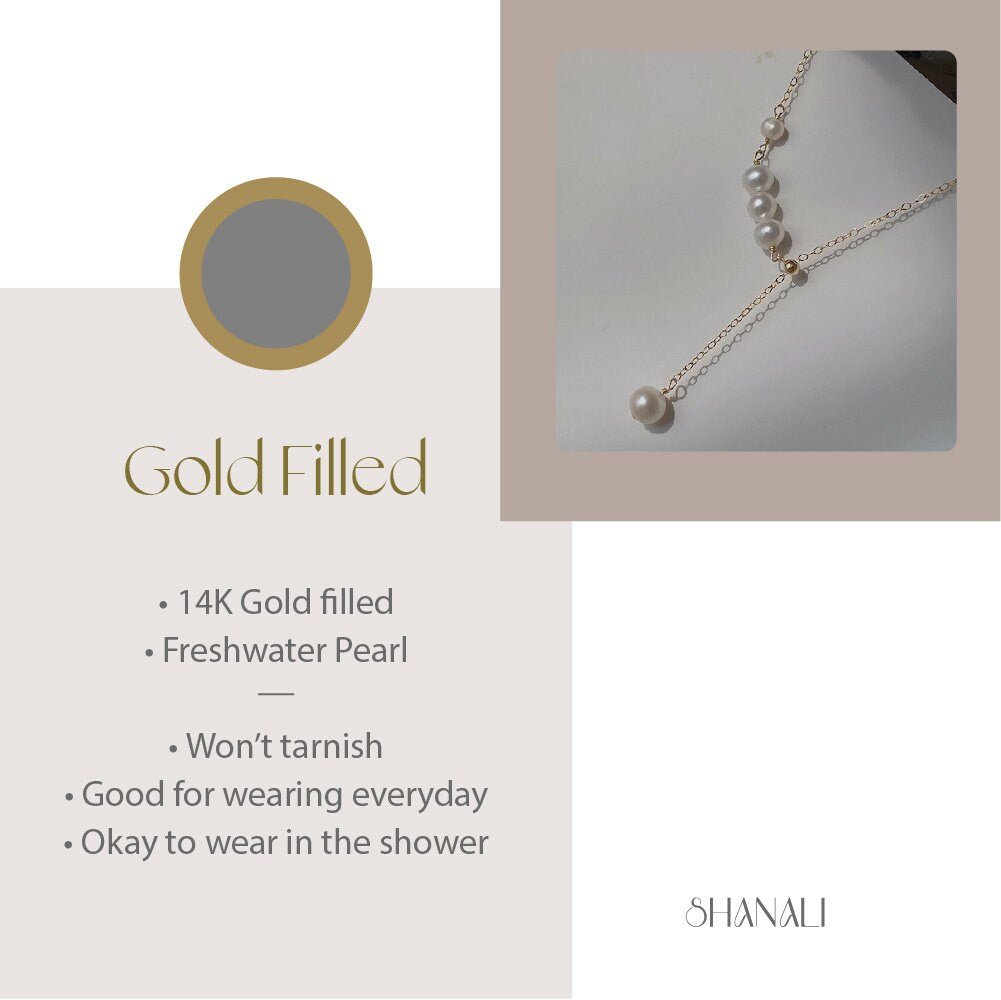 Freshwater Pearl Necklace, Gold Filled Necklace, Natural PearlNecklace, Pearl Y Necklace, Bridal Bridesmaids Necklace, Wedding Pearl Lariat