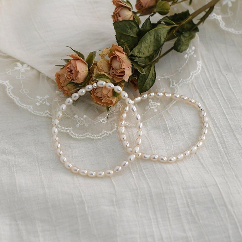 Natural Pearl Stretch Bracelet, Fresh Water Pearl Bracelet, Rice Pearl Bracelet, Wedding Bracelet, Bridal Bracelet, Bridesmaid bracelet