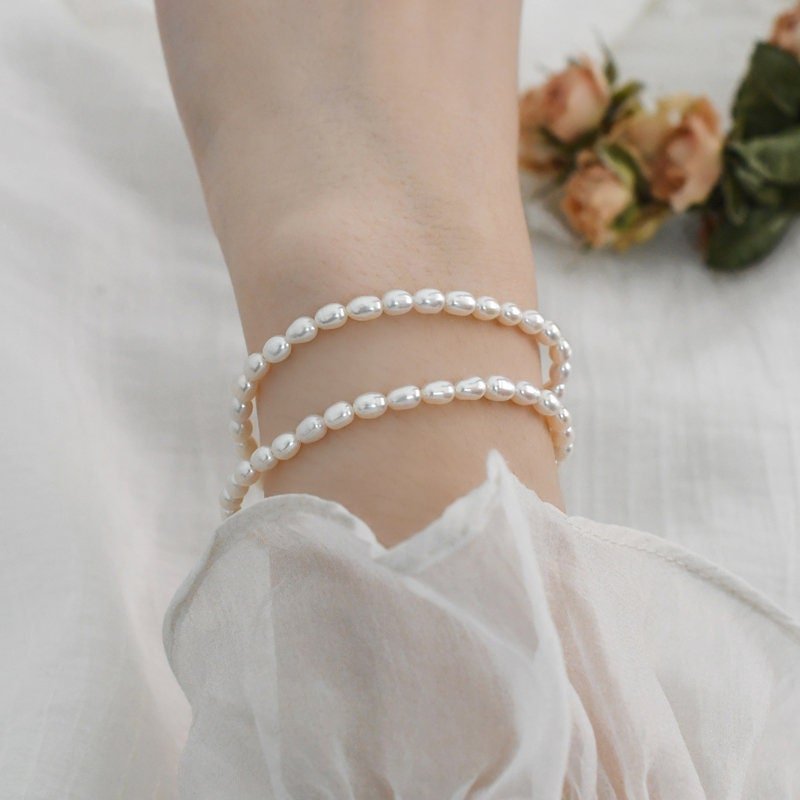 Natural Pearl Stretch Bracelet, Fresh Water Pearl Bracelet, Rice Pearl Bracelet, Wedding Bracelet, Bridal Bracelet, Bridesmaid bracelet