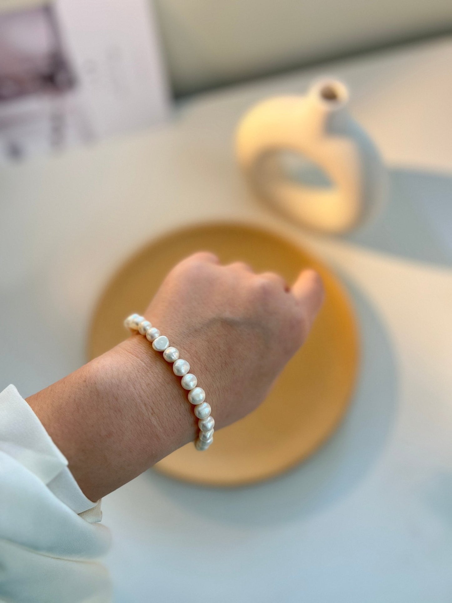 Freshwater Pearl Bracelet, Irregular Pearl Bracelet, Baroque Pearl Bracelet, Wedding Bracelet, Bridal Bracelet, Toggle Clasp Pearl Bracelet