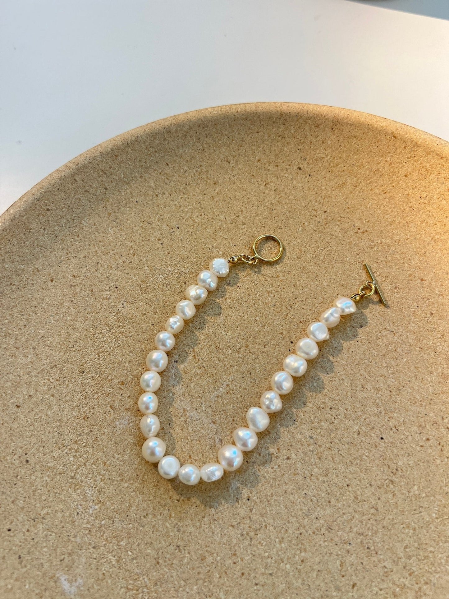 Freshwater Pearl  Bracelet, Irregular Pearl Bracelet, Baroque Pearl Bracelet, Wedding Bracelet, Bridesmaid Gift, Toggle Clasp Pearl Bracelet