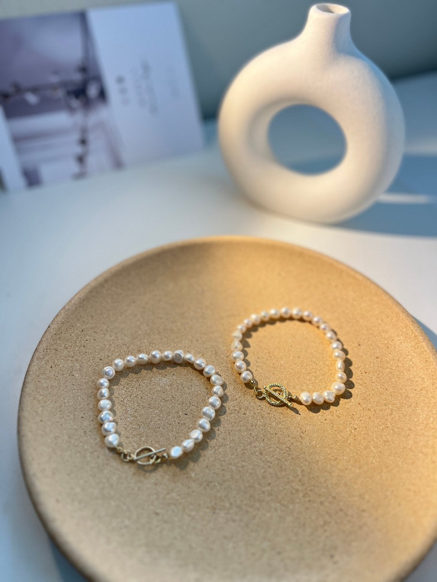 Freshwater Pearl Bracelet, Irregular Pearl Bracelet, Baroque Pearl Bracelet, Wedding Bracelet, Bridal Bracelet, Toggle Clasp Pearl Bracelet