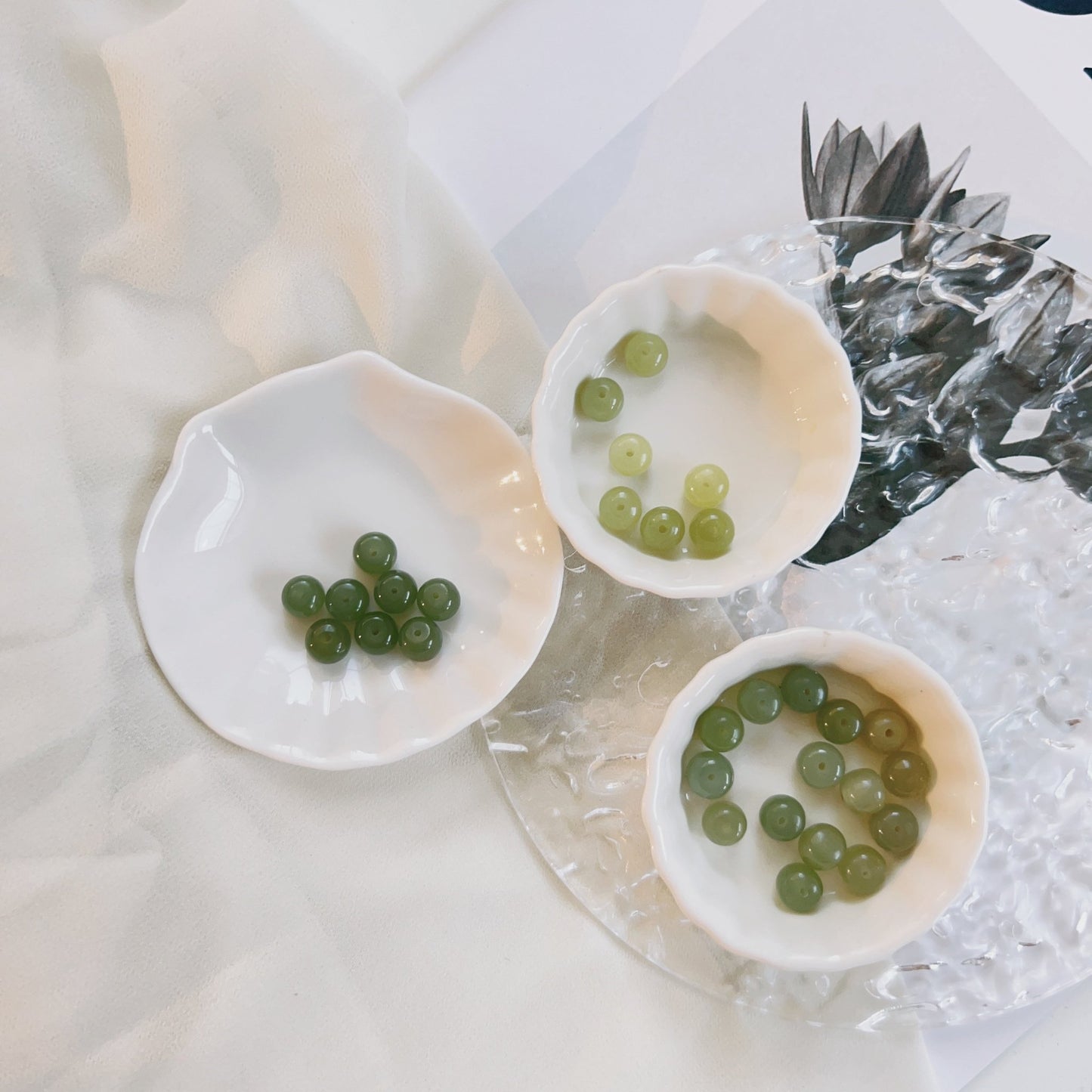 Genuine Hetian Jade Necklace, Dainty Natural Nephrite Beads