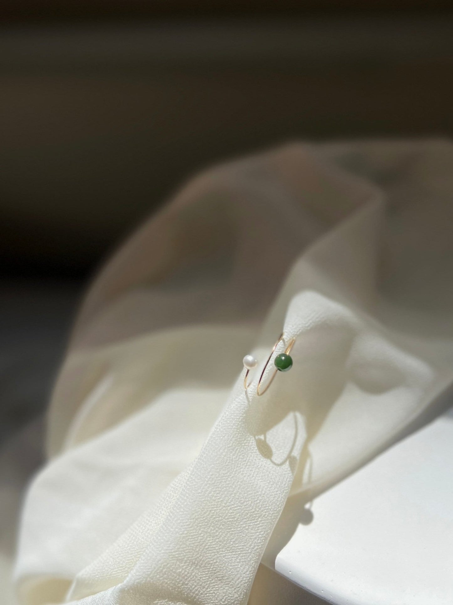 Genuine Hetian Jade Ring, Jade Pearl Ring, Multi Band Ring, Adjustable Ring, Natural Nephrite Ring, Stackable Ring, Multi Gemstone Ring