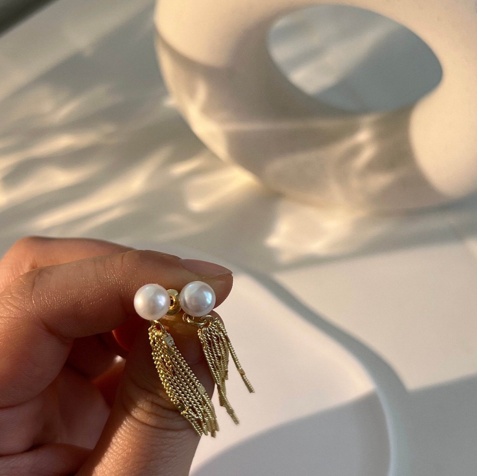 Freshwater Pearl Earrings, Gold Filled Earrings, Natural Pearl Earring, Tassel Earrings, Bridal Earrings, Wedding Earrings, Drop Earrings