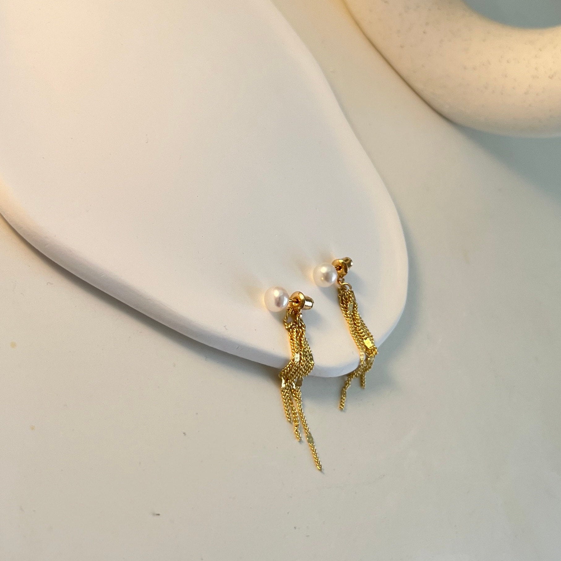 Freshwater Pearl Earrings, Gold Filled Earrings, Natural Pearl Earring, Tassel Earrings, Bridal Earrings, Wedding Earrings, Drop Earrings