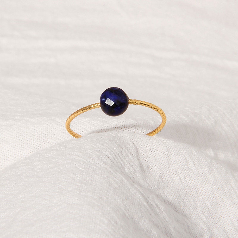 Dainty Natural Stone Ring, Gemstone Ring, Stacking Ring, Crystal Ring, Amethyst Ring, Quartz, Tiger Eye, Red Agate, Lapis Lazuli, Aventurine