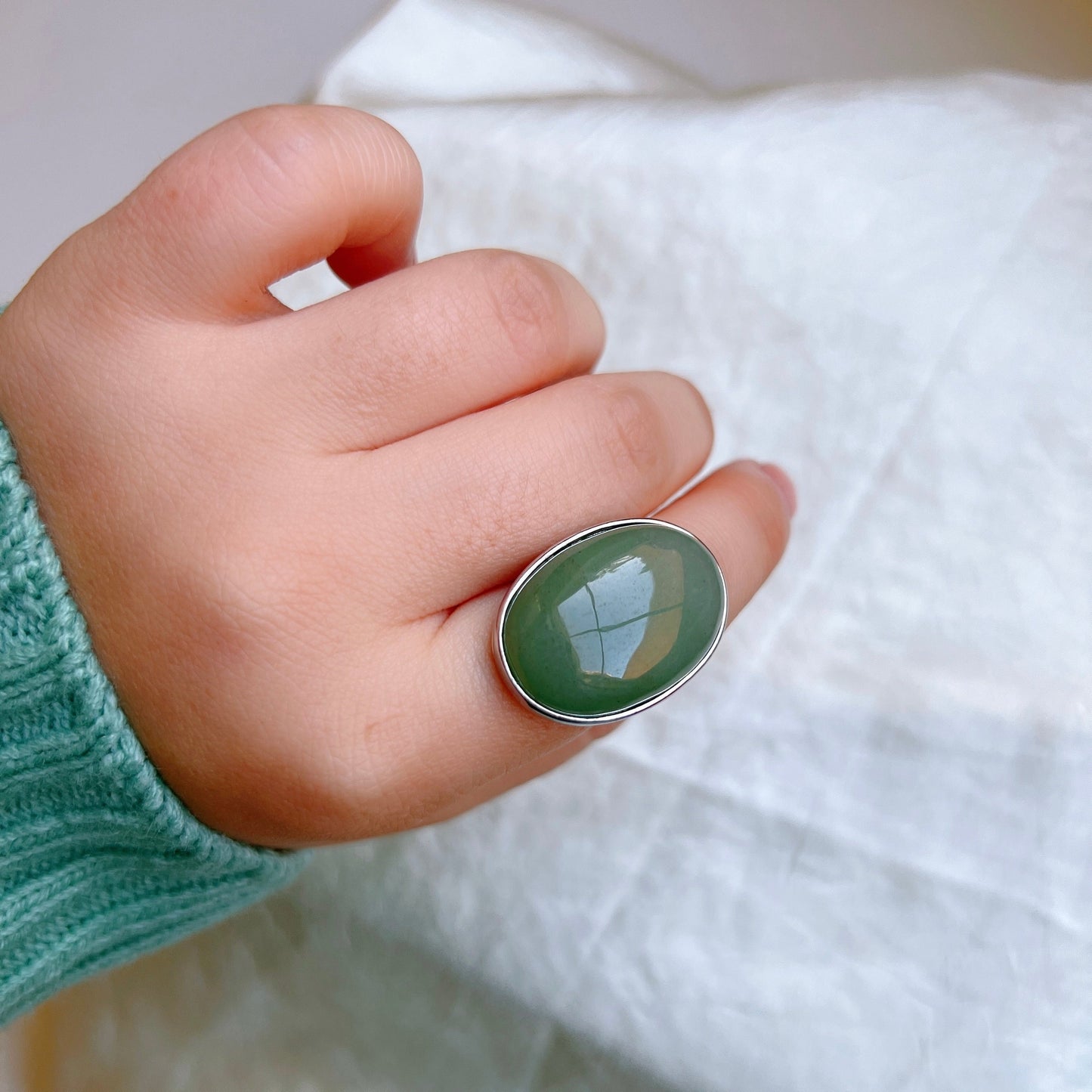 Boho Style Big Size Natural Stone Ring, Oval Round Gemstone Ring, Pink, Green Aventurine, Goldstone, Black Carnelian, Pink Crystal