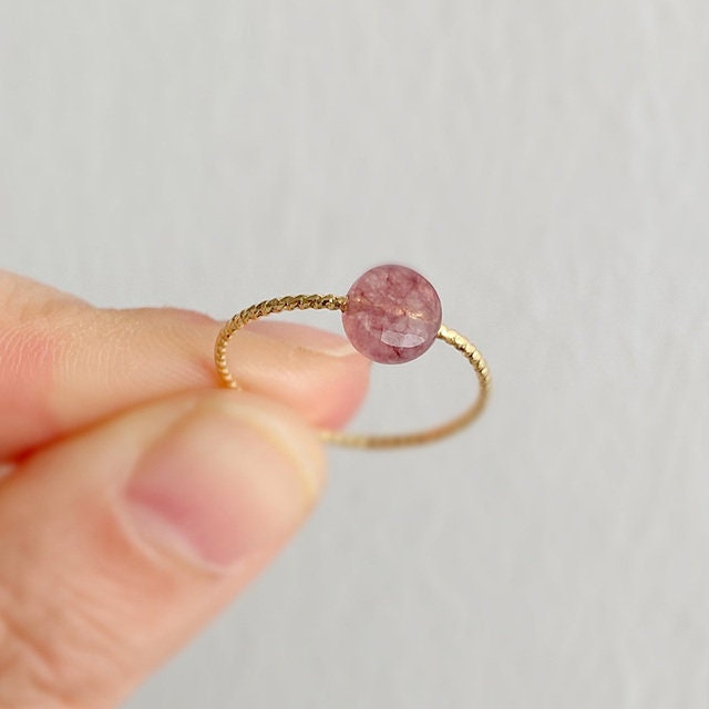 Dainty Natural Stone Ring, Gemstone Ring, Stacking Ring, Crystal Ring, Amethyst Ring, Quartz, Tiger Eye, Red Agate, Lapis Lazuli, Aventurine