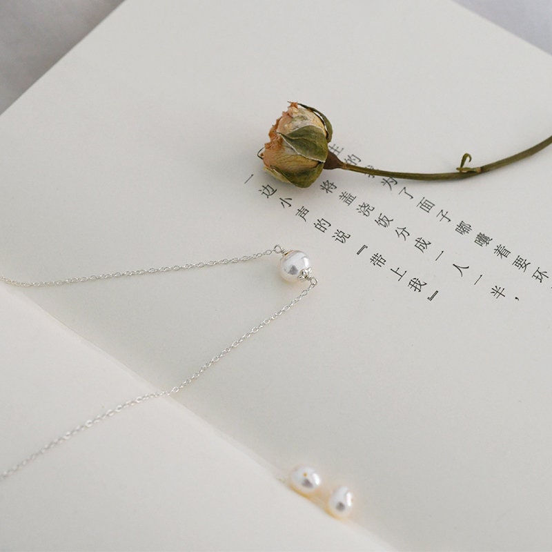 Natural Freshwater Pearl Necklace, Natural Pearl Necklaces, Dainty Pearl Necklace, 925 Sterling Silver Necklace, Single Pearl Necklace