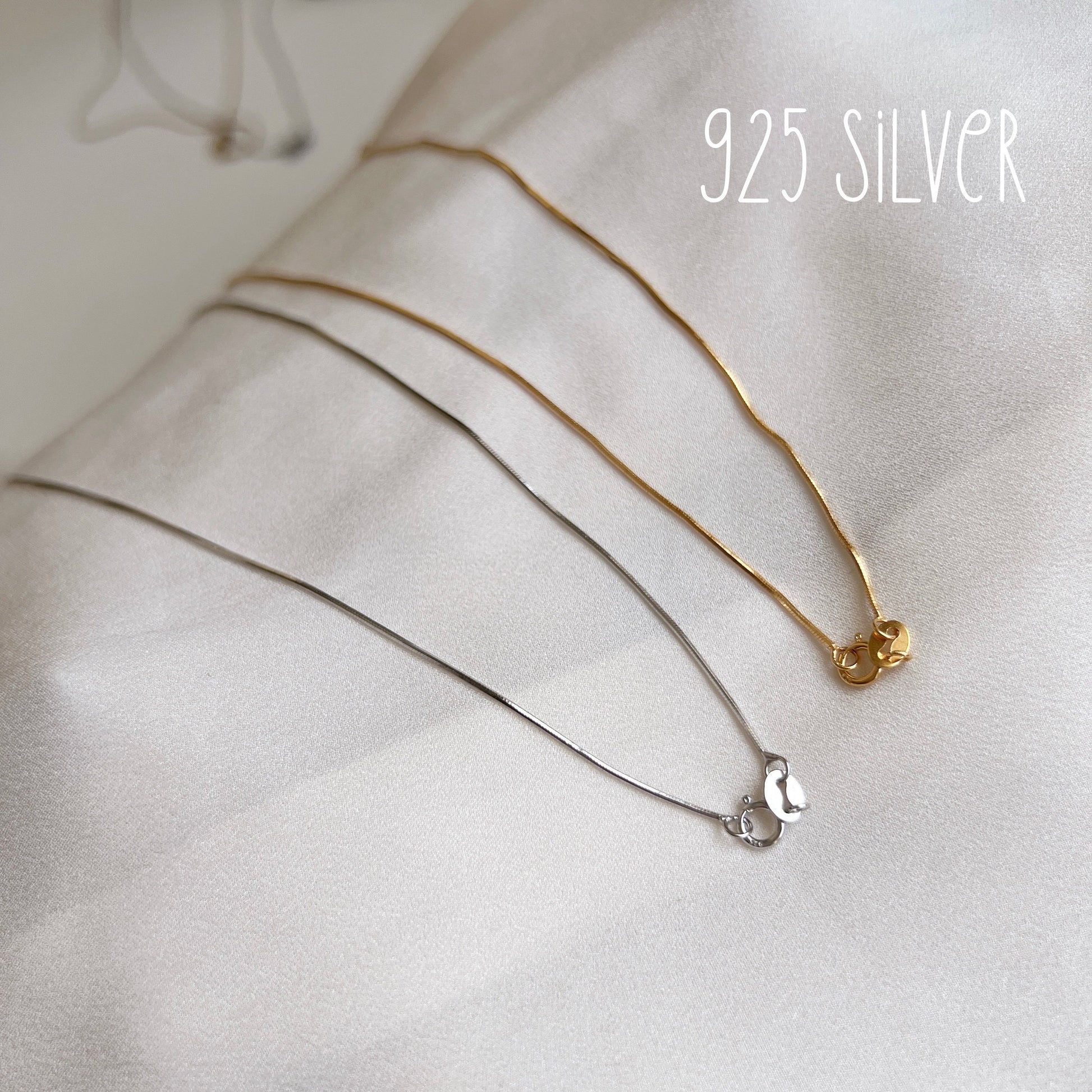 Minimalist Snake Chain Choker Necklace, Dainty Thin Chevron Necklace, 925 Silver Choker, Simple Titanium Steel, 18K Gold Plated