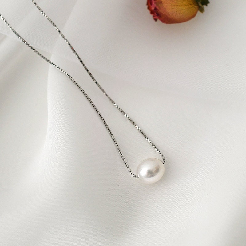 Freshwater Pearl Necklace, Natural Pearl Necklace, S925 Sterling Silver Choker, Rice Pearl Necklaces, One Pearl Choker, Dainty Pearl Choker